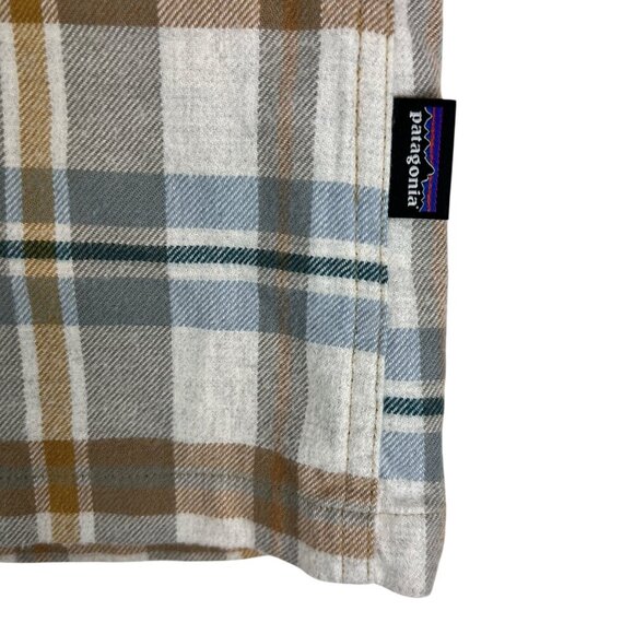 Men's Patagonia 100% Organic Cotton Flannel Button Up Brown/White/Blue Size XL - Picture 6 of 15